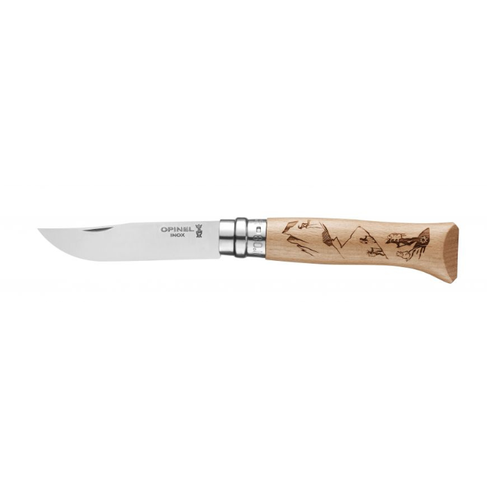 CUCHILLO OPINEL N°8 CON GRABADO DE MONTAÑA